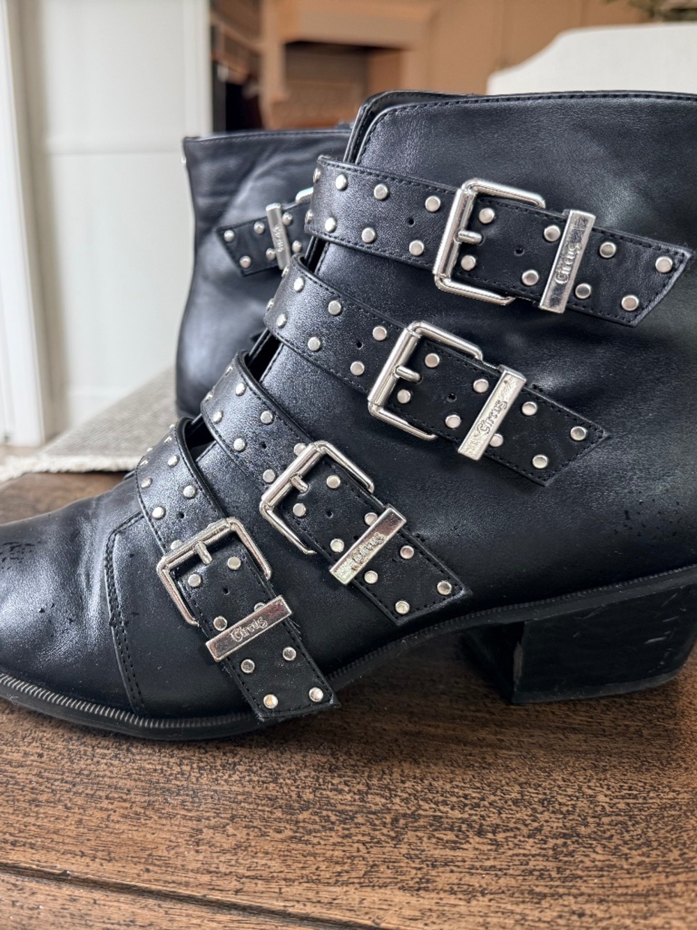 Circus by Sam Edelman Hutton black moto ankle boots size 10